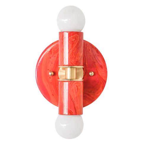 Red, Orange, & Pink Marbled Small Thalia Sconces