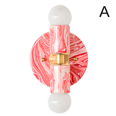 Coral Pink & White Marbled Small Thalia Sconces