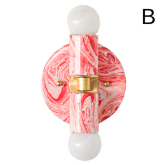 Coral Pink & White Marbled Small Thalia Sconces