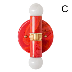 Red, Orange, & Pink Marbled Small Thalia Sconces