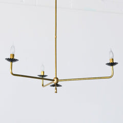 Black and Brass chandelier with scalloped bobeche details