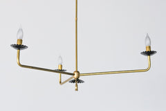 Black and Brass chandelier with scalloped bobeche details