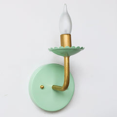 Mint & brass scalloped wall sconce bathroom light fixture