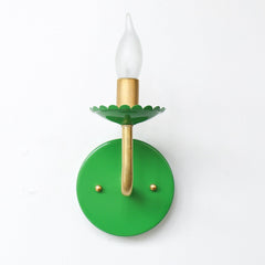 Bright Green and Brass feminine wall sconce with scalloped bobeche detail