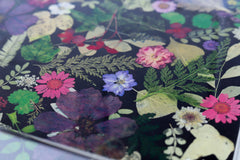 Black Tray with Purple & Red Flowers