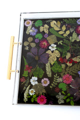 Black Tray with Purple & Red Flowers