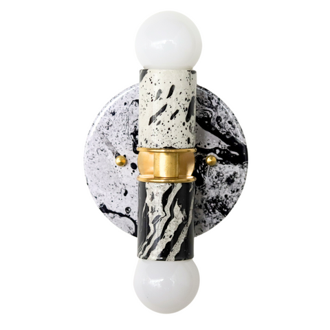 Black & White Marbled Small Thalia Sconce