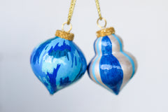 Blue Painted Ornaments Set
