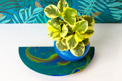 Blue & Green Marbled Demilune Planter