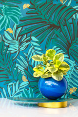 Blue & Green Marbled Demilune Planter