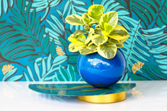 Blue & Green Marbled Demilune Planter