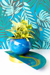 Blue & Green Marbled Demilune Planter