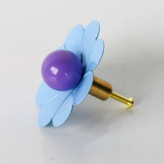 pastel blue and purple daisy drawer pull by sazerac stitches