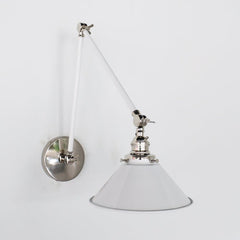 White & Chrome modern adjustable wall sconce light fixture with cone shades