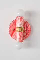Coral Pink & White Marbled Small Thalia Sconces