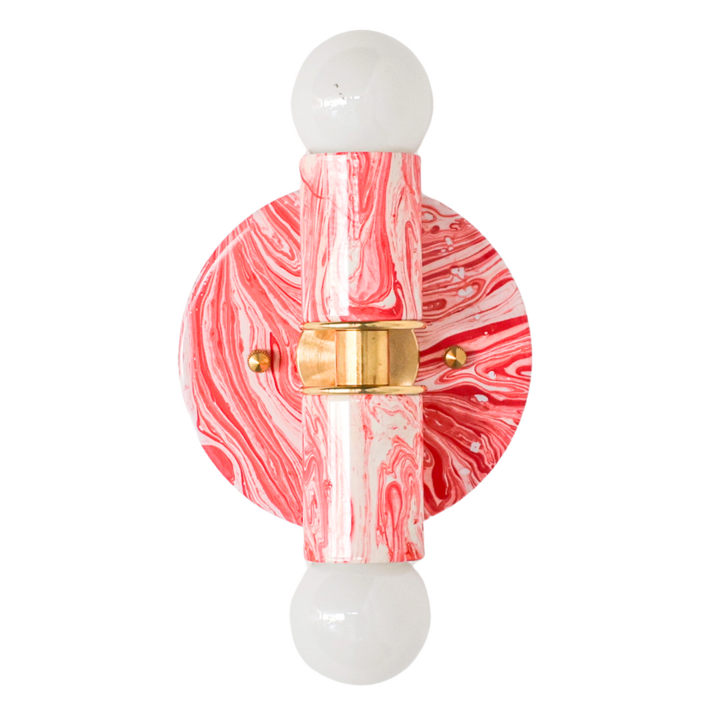 Coral Pink & White Marbled Small Thalia Sconces