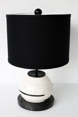 Modern black and white ceramic and marble table lamp.  Ceramics are made in North Carolina and the lamp is designed and assembled in New Orleans.  Unique Ceramic Small Table Lamp