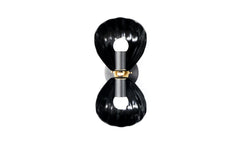 Art Deco-inspired wall sconce shaped like two black seashells with scalloped edges and ornate cast brass detailing, shown mounted vertically on a white wall.