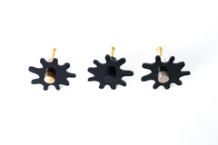 Glossy Black Acrylic & Brass modern and artistic paint splat inspired drawer pull knob.  Colorful asymmetric acrylic drawer pull or knob with brass details. Adds a unique touch to dressers, cabinets, and more.  Comes in pearly, glossy, and translucent acrylic in a ton of colorful option.  Adds a playful touch to 90s aesthetic or a kid-friendly space.  Unique drawer pull made to order in New Orleans. Designed by Sazerac Stitches.  Easy to install!