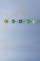 Green Ombre and Brass chandelier by Sazerac Stitches