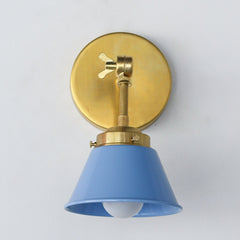 Pastel Blue & Brass adjustable wall sconce by sazerac Stitches