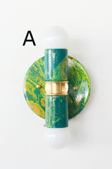 Green Tonal Marbled Small Thalia Sconces