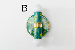 Green Tonal Marbled Small Thalia Sconces