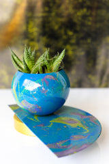 Blue & Green Marbled Demilune Planter