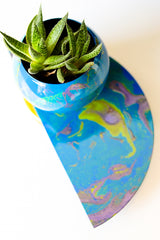 Blue & Green Marbled Demilune Planter