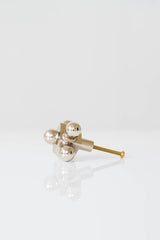 Sleek Nickel Cabinet Knob with Cubic and Spherical Elements – A contemporary decorative knob in polished nickel, blending modern and mid-century design influences.