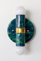 Navy, Teal, & Chartreuse Marbled Thalia Sconces