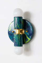 Navy, Teal, & Chartreuse Marbled Thalia Sconces