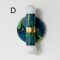 Navy, Teal, & Chartreuse Marbled Thalia Sconces