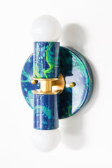 Navy, Teal, & Chartreuse Marbled Thalia Sconces
