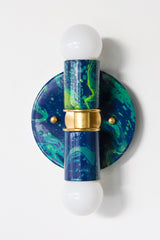 Navy, Teal, & Chartreuse Marbled Thalia Sconces