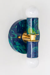 Navy, Teal, & Chartreuse Marbled Thalia Sconces