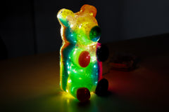 Neon Color Block Resin Nightlight Bear