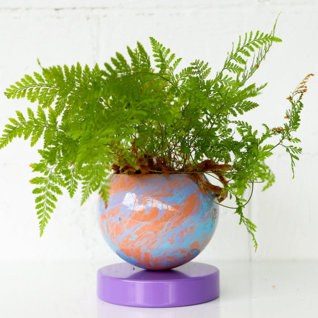 Orchid, Peach, & Light Blue Marbled Loa Planter