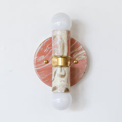 Peach, Cream, & Gold Marbled Thalia Sconces