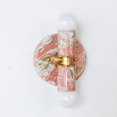 Peach, Cream, & Gold Marbled Thalia Sconces