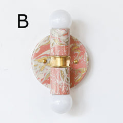 Peach, Cream, & Gold Marbled Thalia Sconces