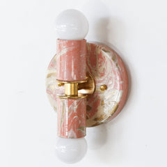 Peach, Cream, & Gold Marbled Thalia Sconces