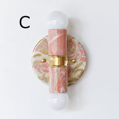 Peach, Cream, & Gold Marbled Thalia Sconces