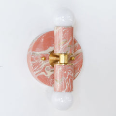 Peach, Cream, & Gold Marbled Thalia Sconces