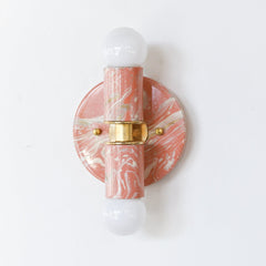 Peach, Cream, & Gold Marbled Thalia Sconces