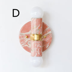 Peach, Cream, & Gold Marbled Thalia Sconces