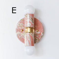 Peach, Cream, & Gold Marbled Thalia Sconces