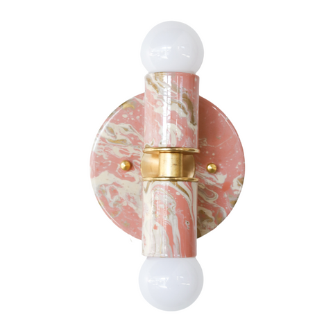 Peach, Cream, & Gold Marbled Thalia Sconces