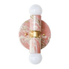 Peach, Cream, & Gold Marbled Thalia Sconces