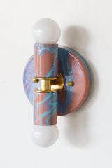 Peach, Lavender, & Light Blue Marbled Small Thalia Sconces